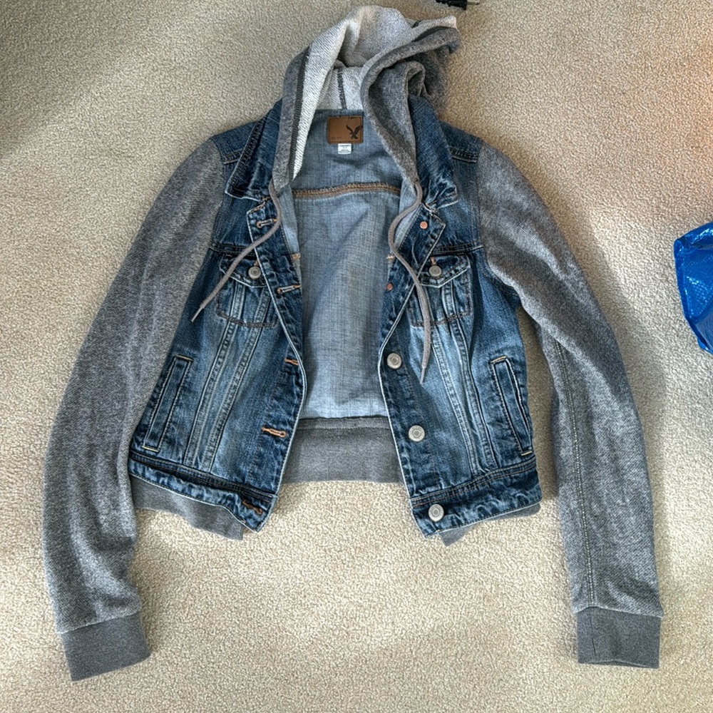 American Eagle hooded jean jacket